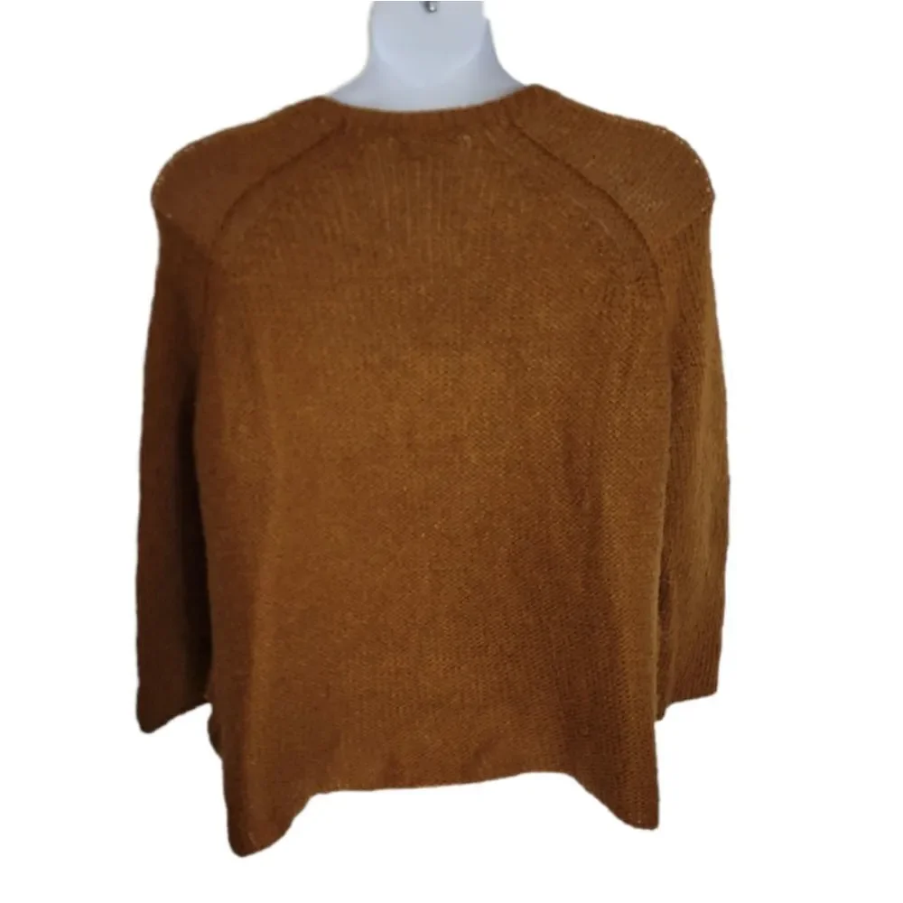 WOODEN SHIPS sweater rust color crew‎ neck oversized mohair blend S/M